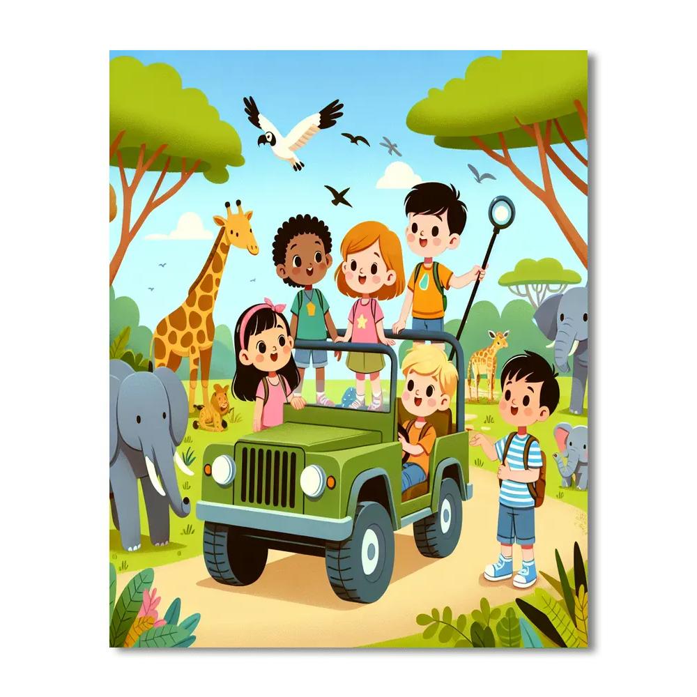 Savanna Wildlife Expedition Number Painting