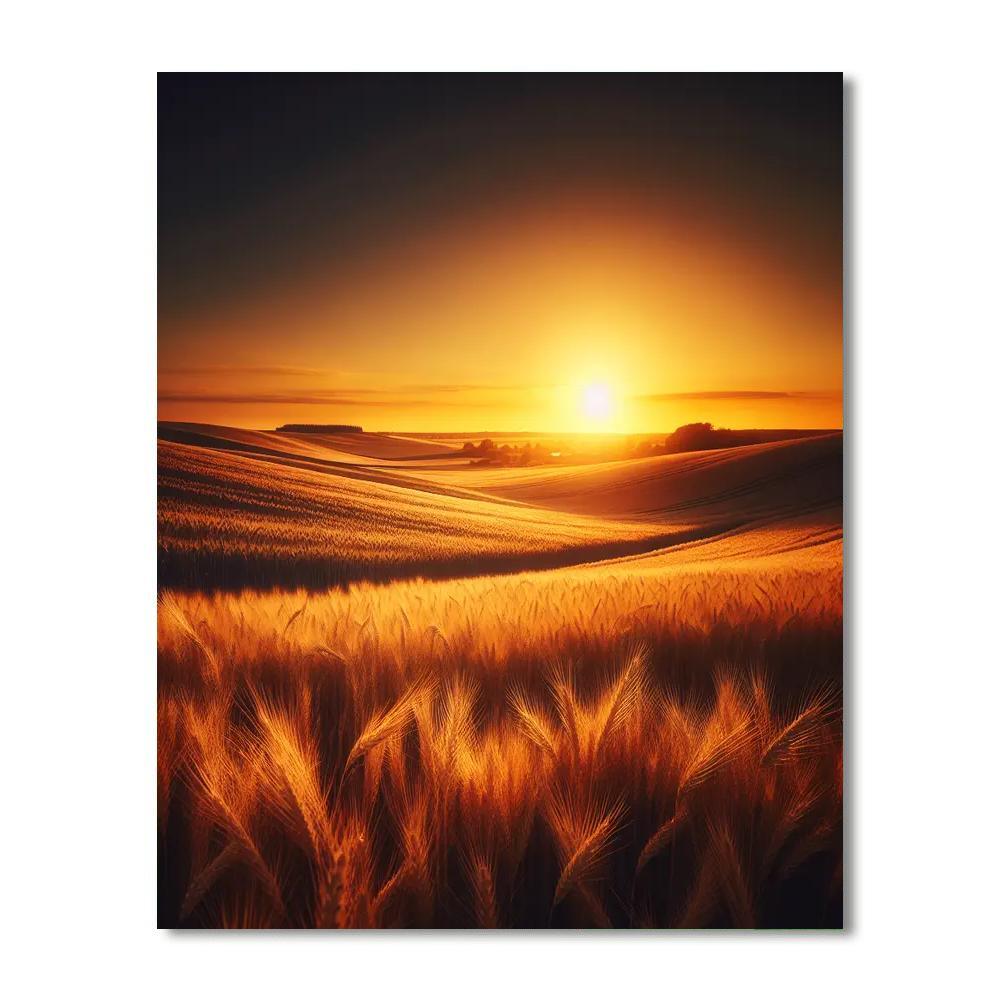 Golden Wheat Fields At Dusk DIY Paint By Numbers