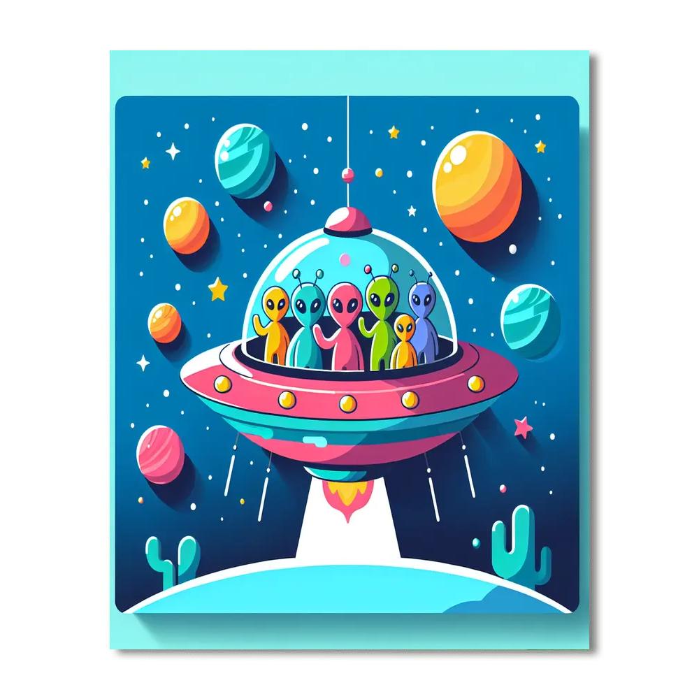 Alien Space Encounter Painting Number Kit