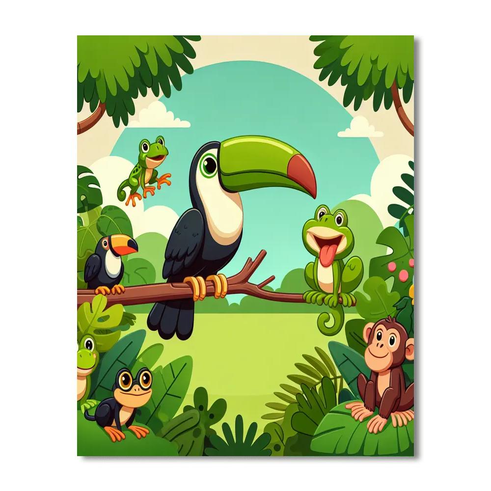Rainforest Animal Adventure Painting Number Kit