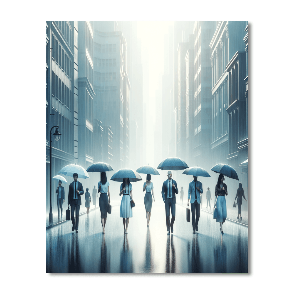 Rainy Afternoon Stroll DIY Paint By Numbers