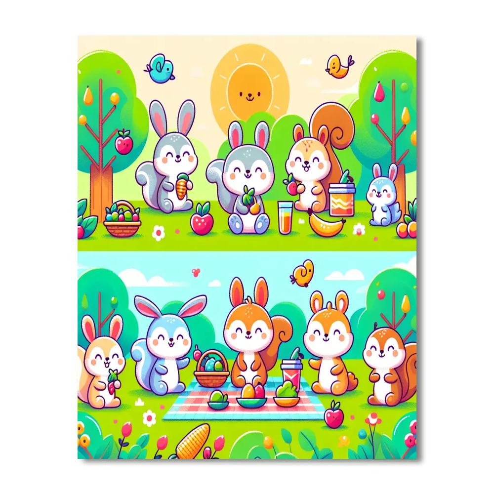 Playful Animal Picnic Paint By Numbers