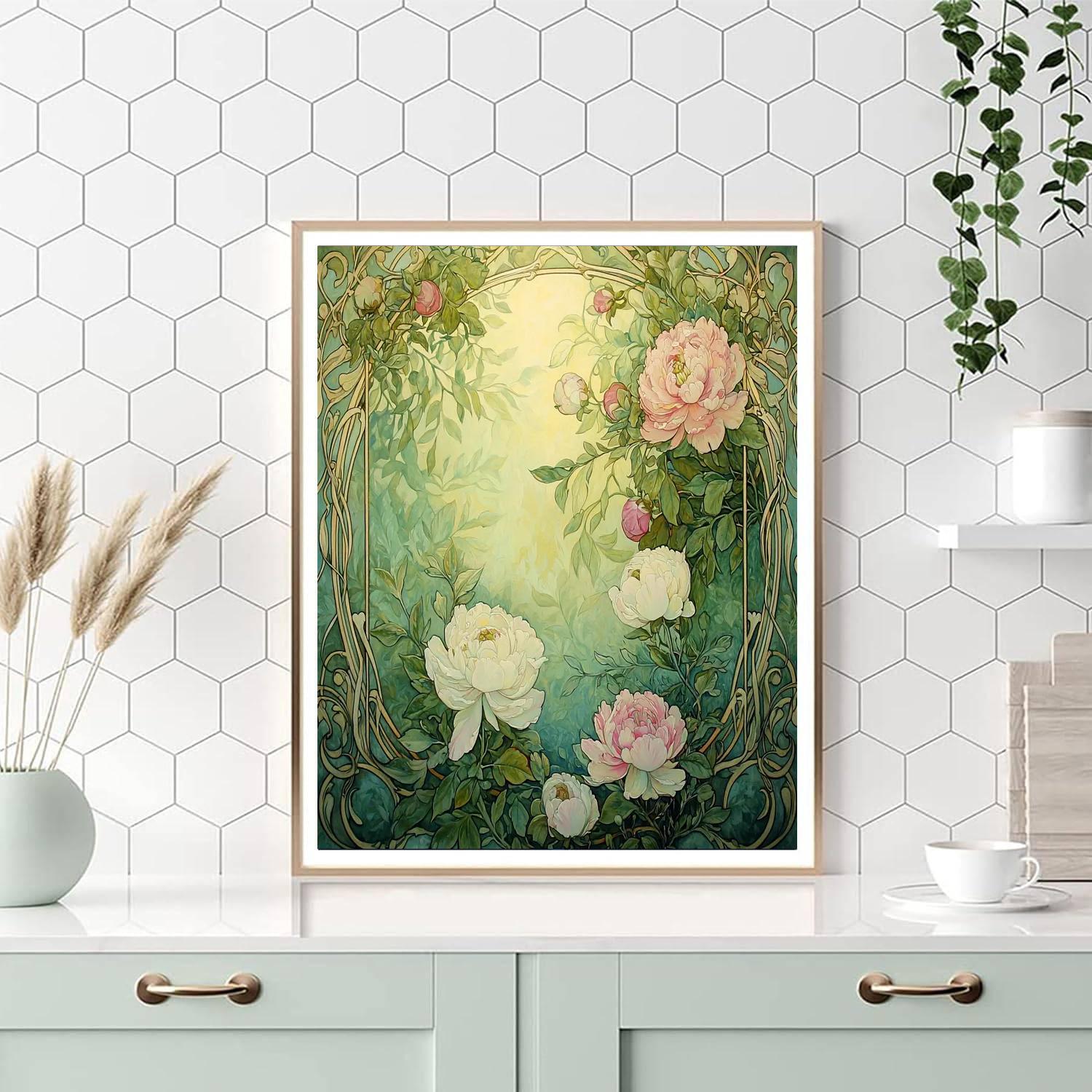 Alphonse Mucha Inspired Botanical Serenity  Paint By Numbers