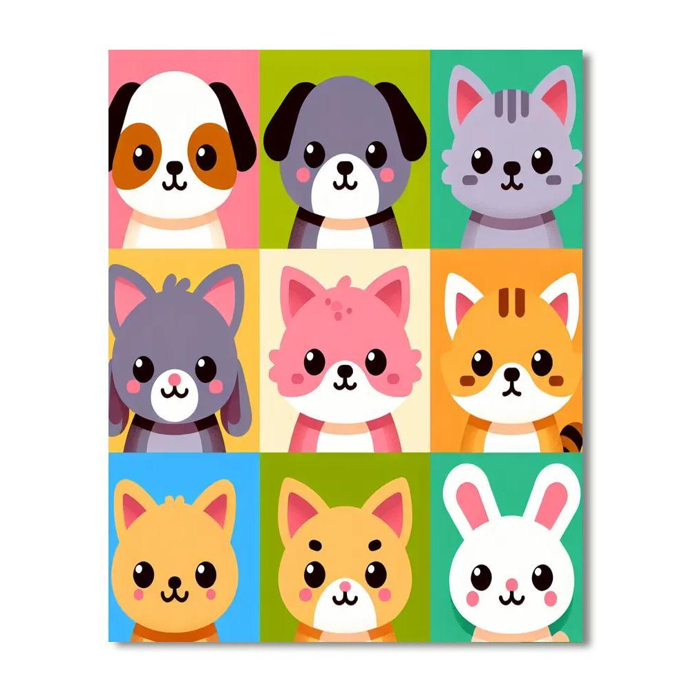 Cuddly Animal Companions Paint By Numbers Art