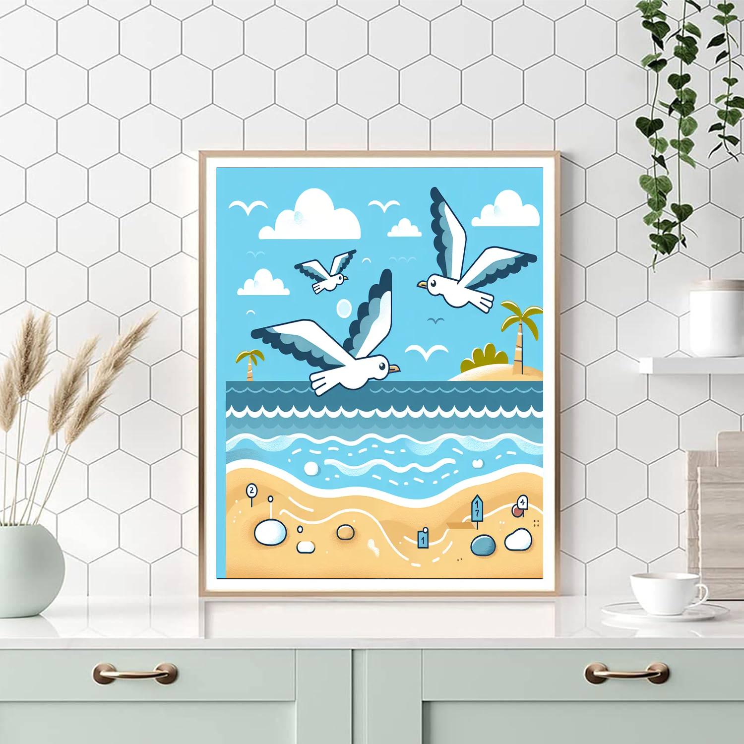 Spirited Seagull Soiree Number Painting