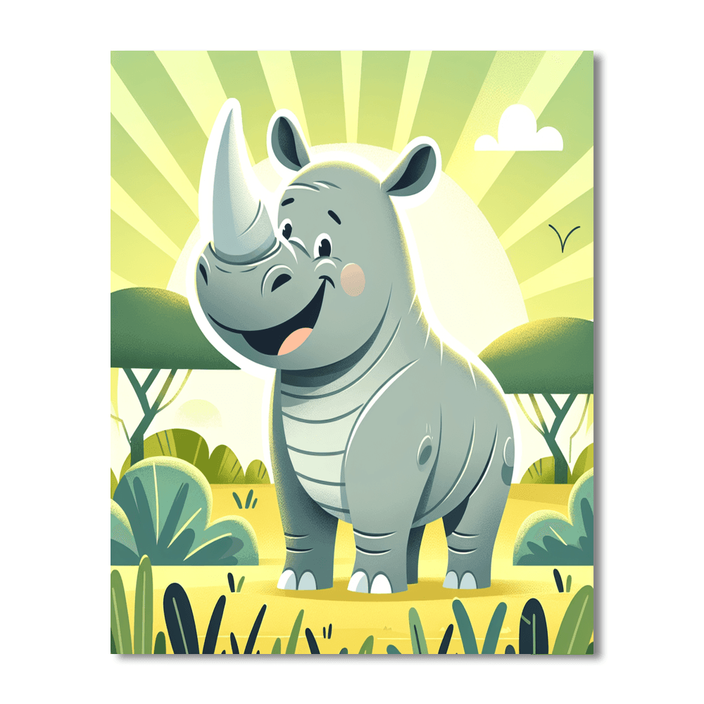 Curious Rhino Number Painting