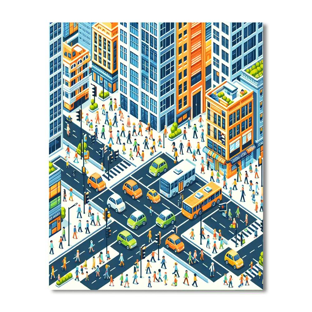Busy City Life Numbered Painting Kits