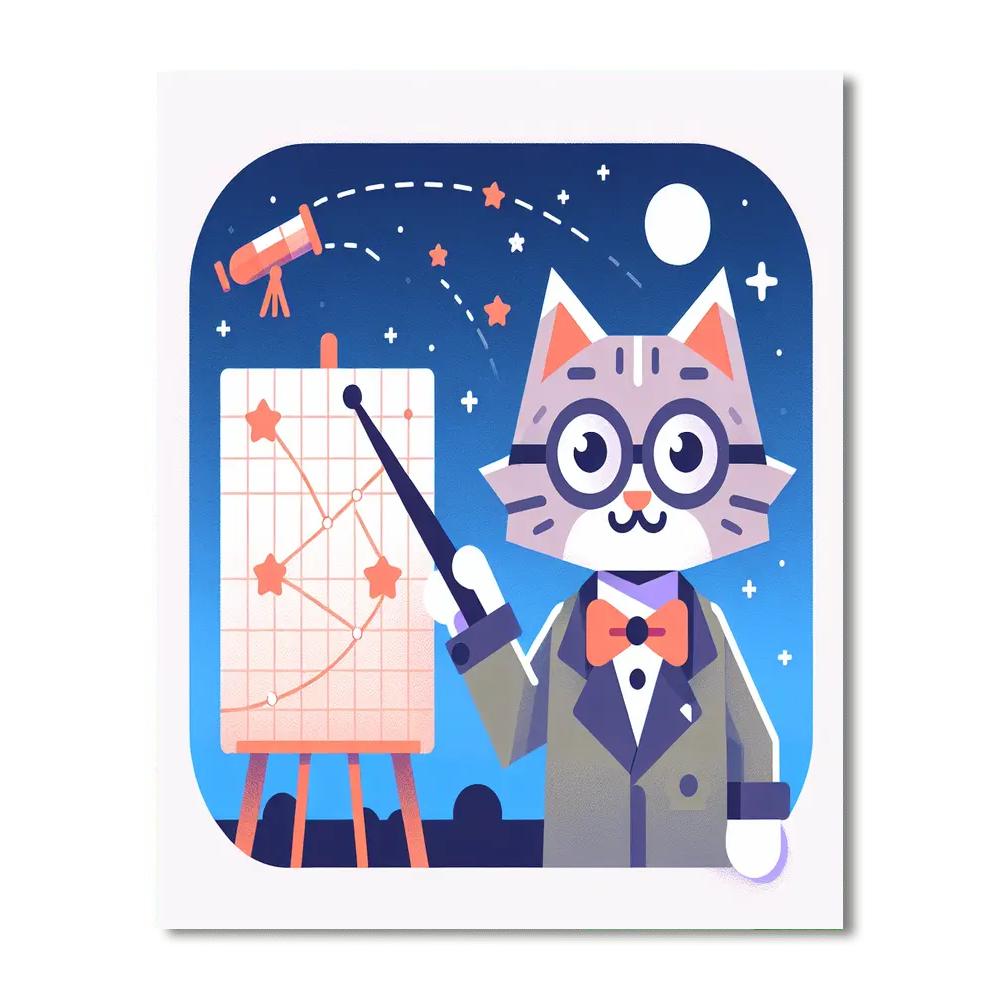 Astronomy Professor Cat Number Painting