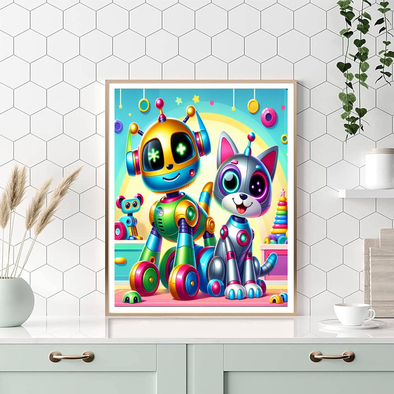 Friendly Robot Pets Numbered Painting Kits