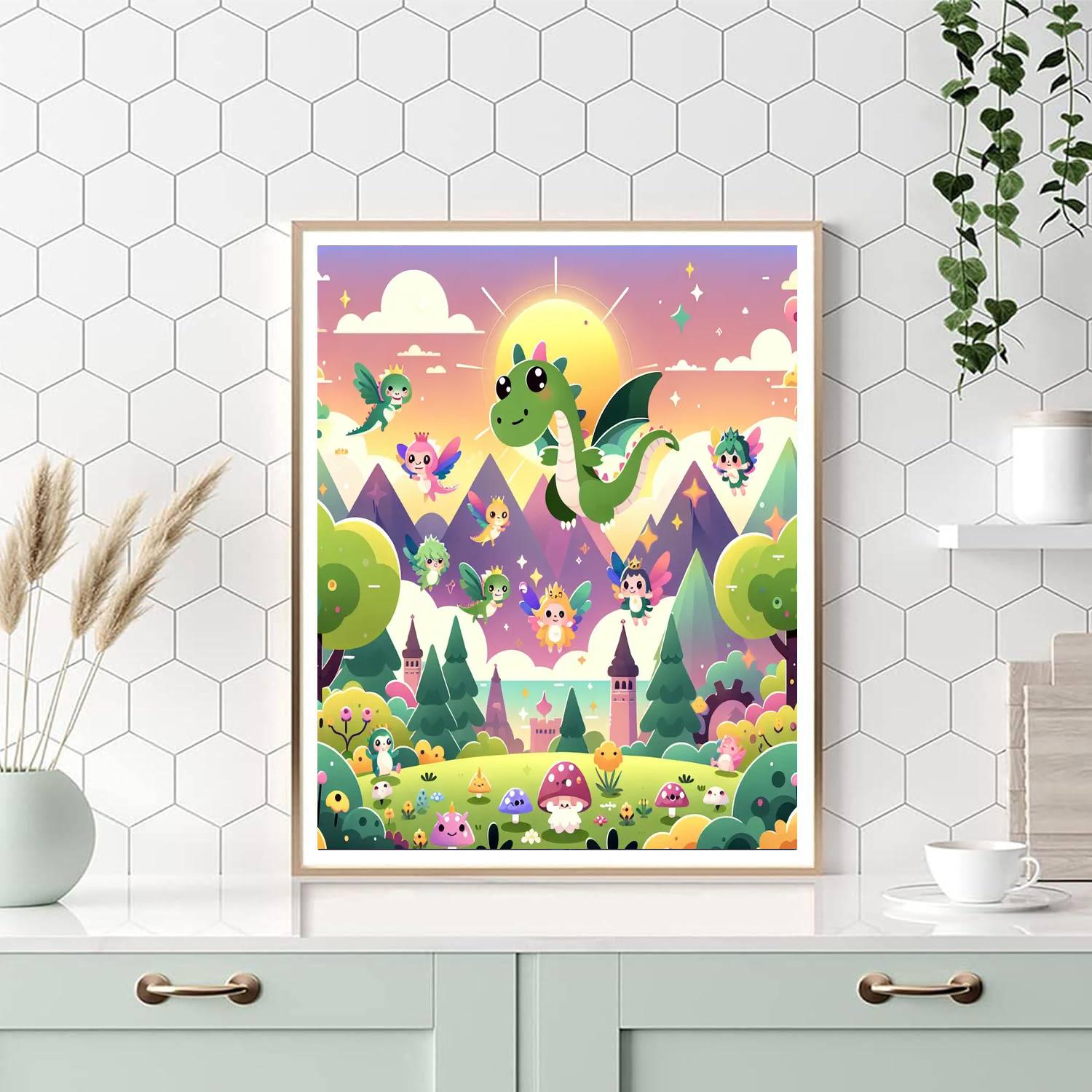Fantasy Land With Magical Creatures Paint By Numbers Kits