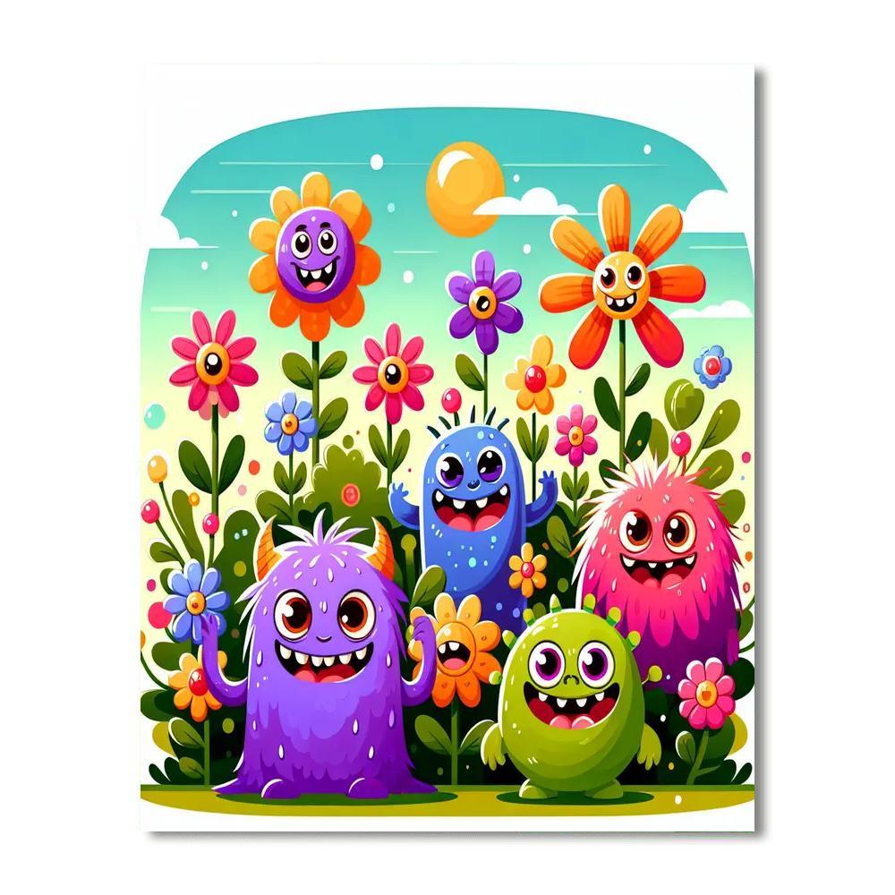 Silly Garden Monsters Paint By Numbers Art