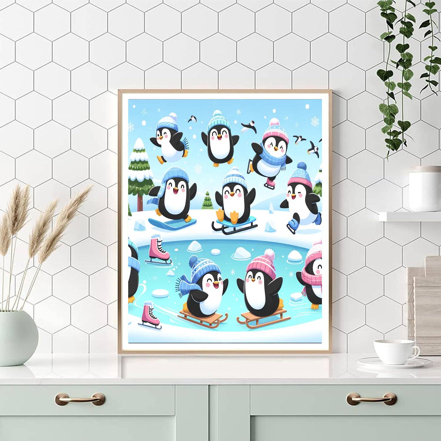 Sporty Penguins Play Painting Number Kit