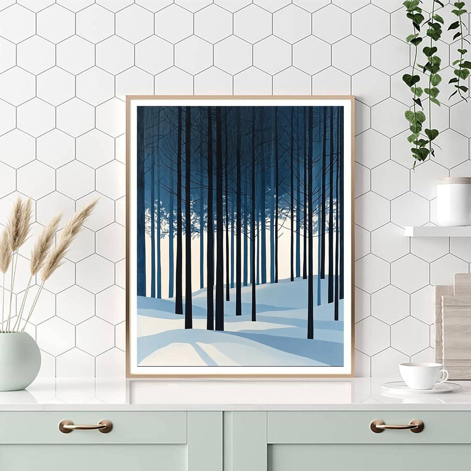 Ellsworth Kelly Inspired Tranquil Winter Woods  Paint By Numbers