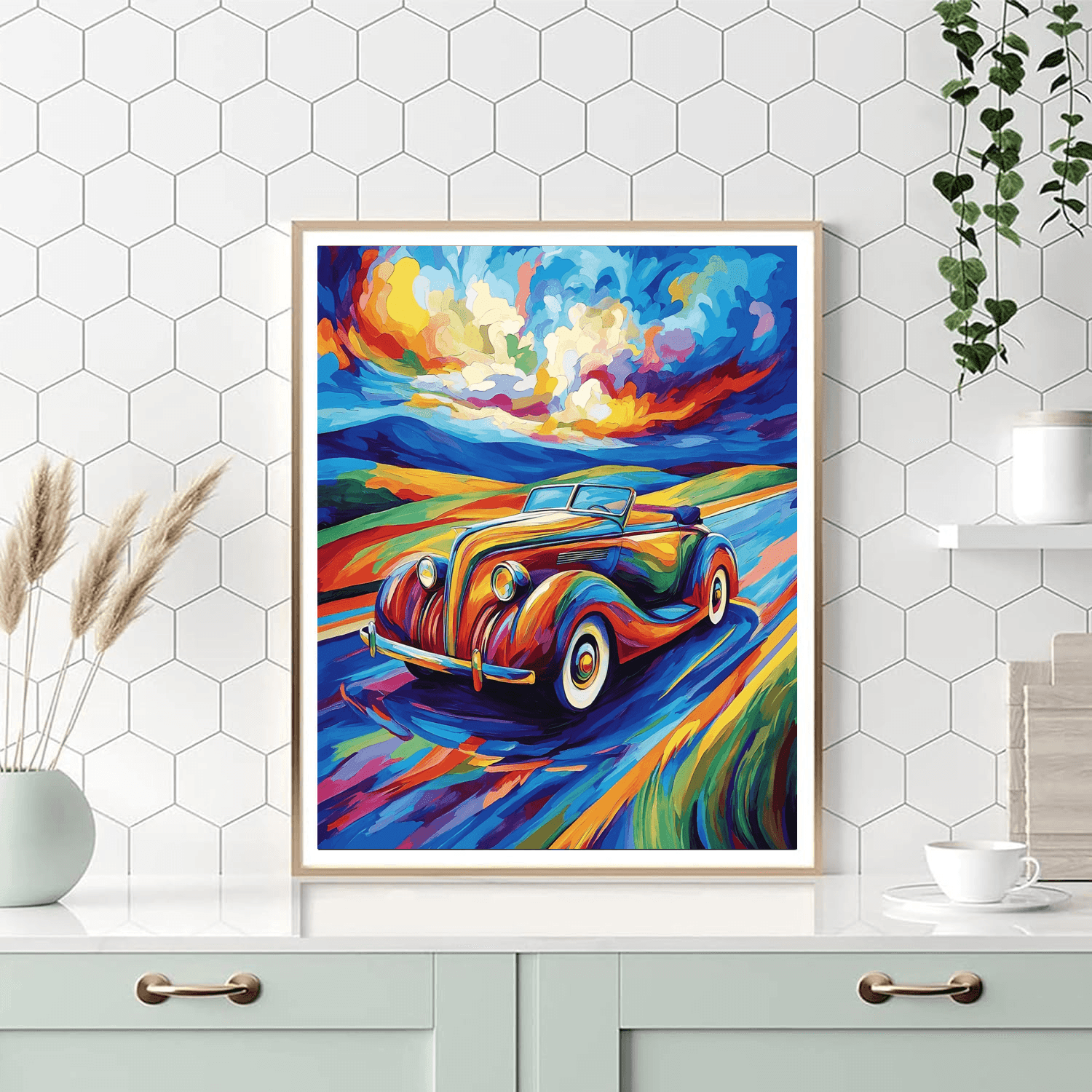 Tamara De Lempicka Inspired Vintage Car Cruise  Paint By Numbers Art