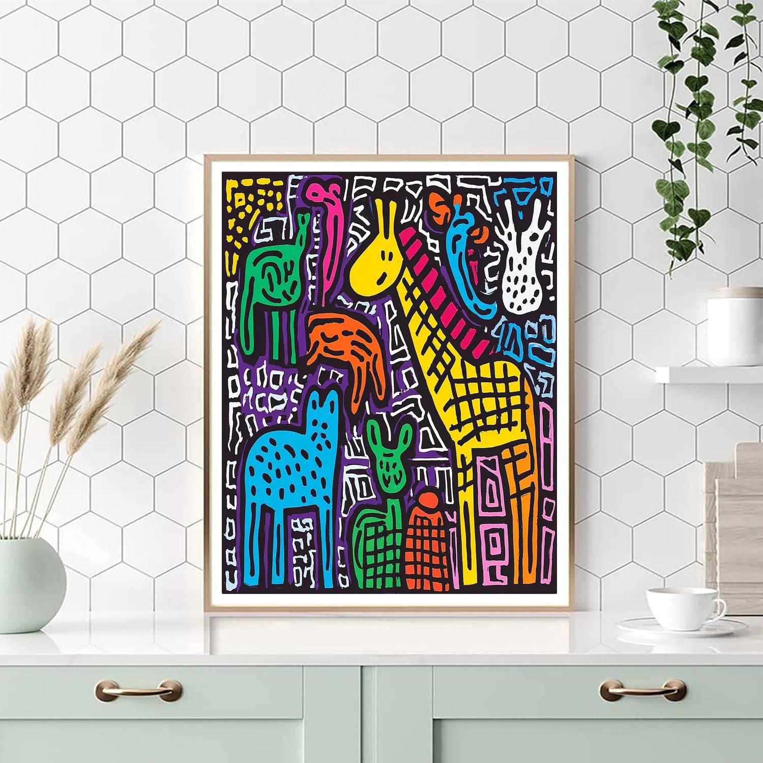 Keith Haring Inspired Kaleidoscope Wildlife  Paint By Number