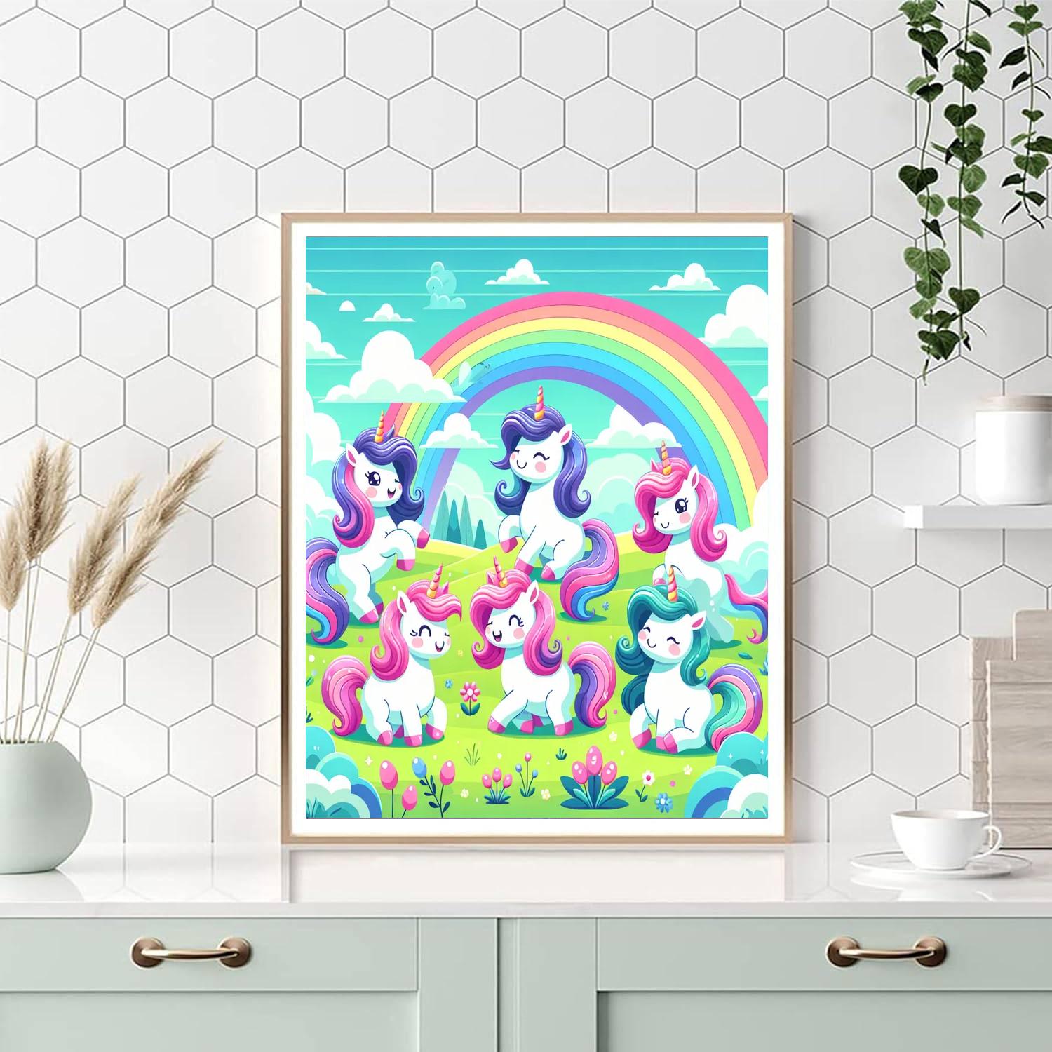 Rainbow Unicorn Fields Paint By Numbers