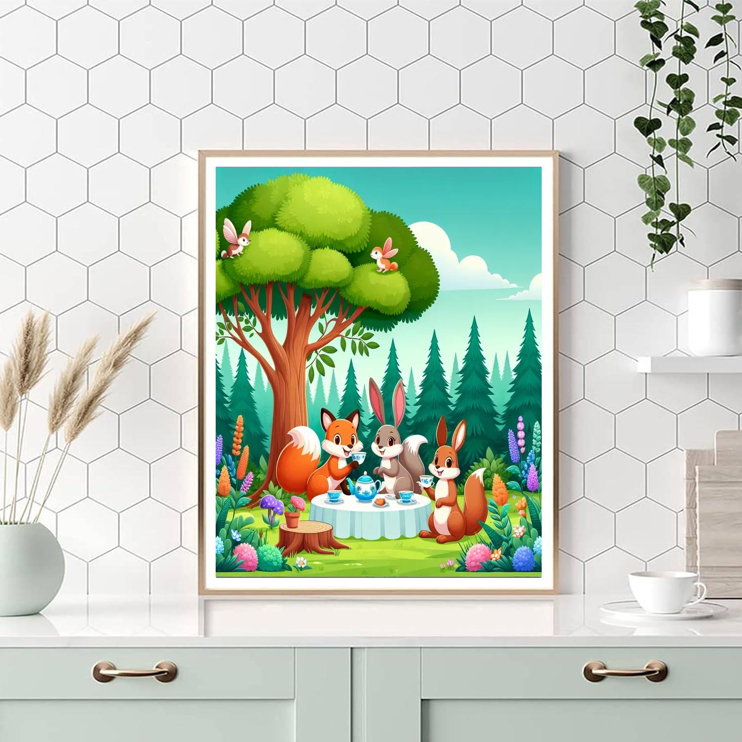 Woodland Tea Party Number Painting