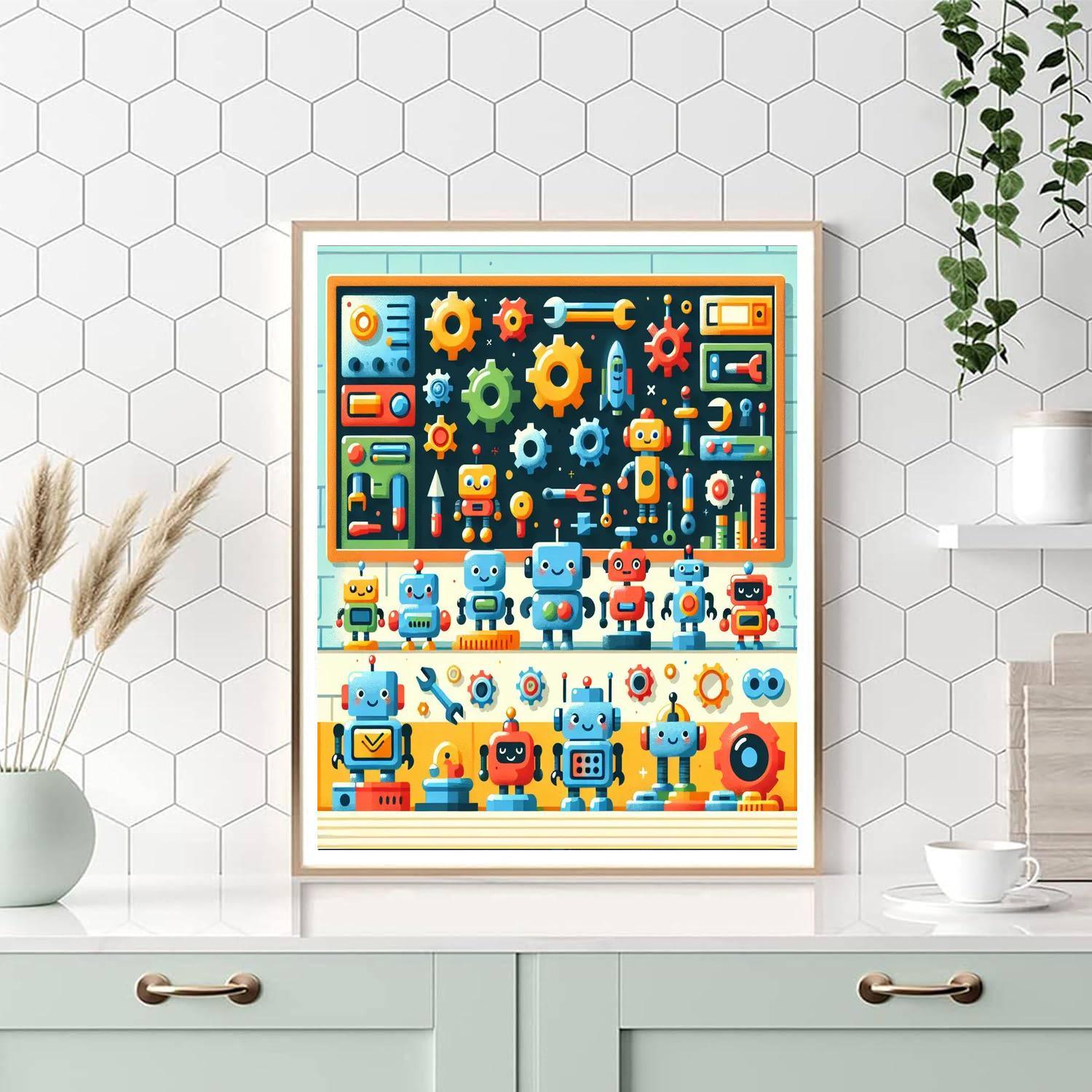 Robot's Inventive Workshop Paint By Numbers Art