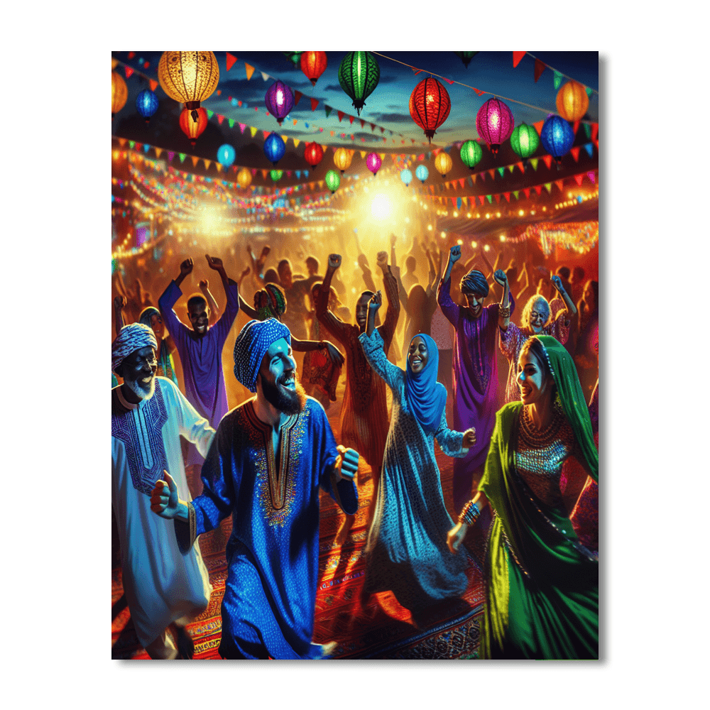 Vibrant Festival Lights Painting Number Kit