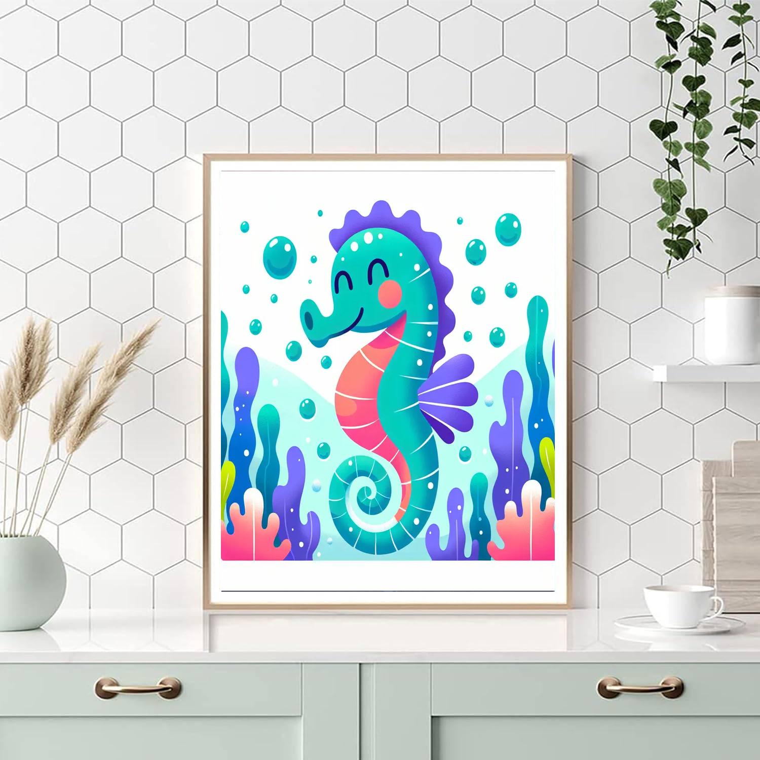 Soaring Seahorse Number Painting