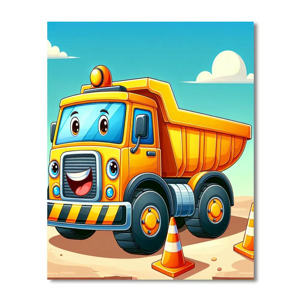 Happy Construction Truck Numbered Painting Kits
