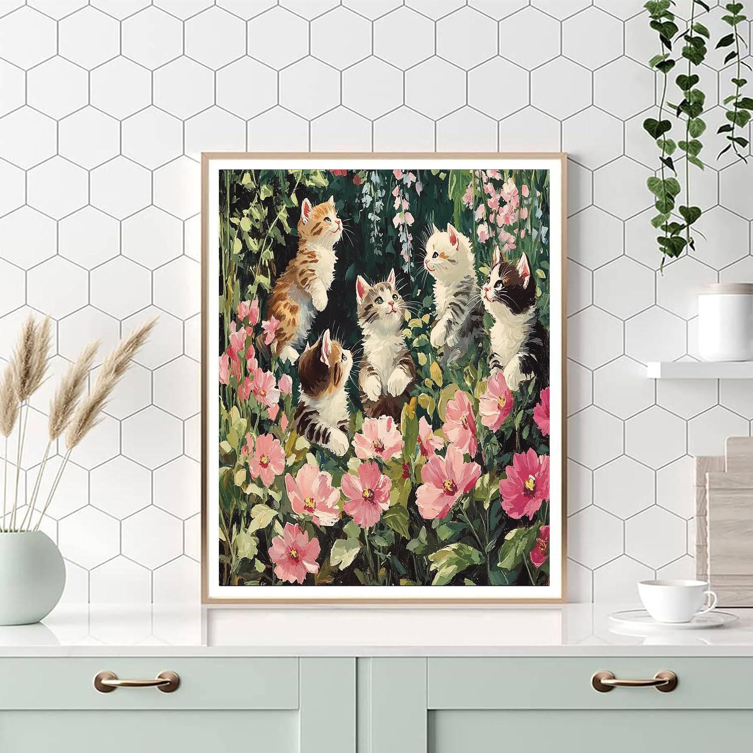 Henriette Ronner-Knip Inspired Dancing Felines  Painting By Numbers Kit