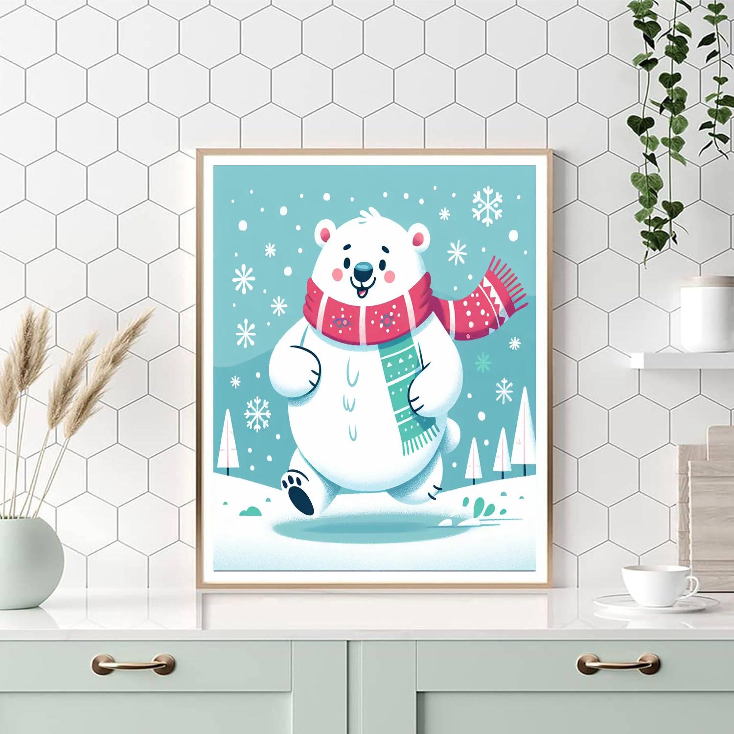 Cheery Polar Bear Painting Number Kit