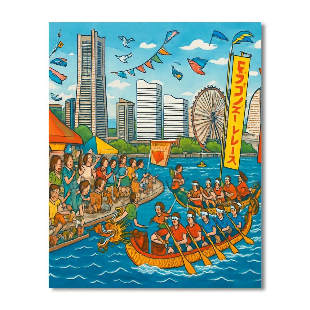Yokohama Dragon Boat Race - Japan DIY Paint By Numbers