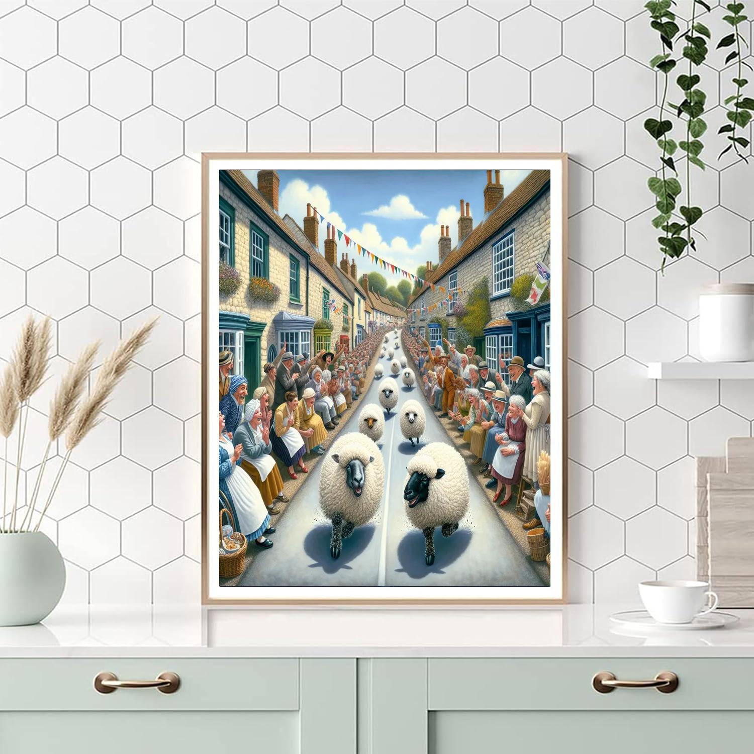 Running Of The Sheep - England Painting Number Kit
