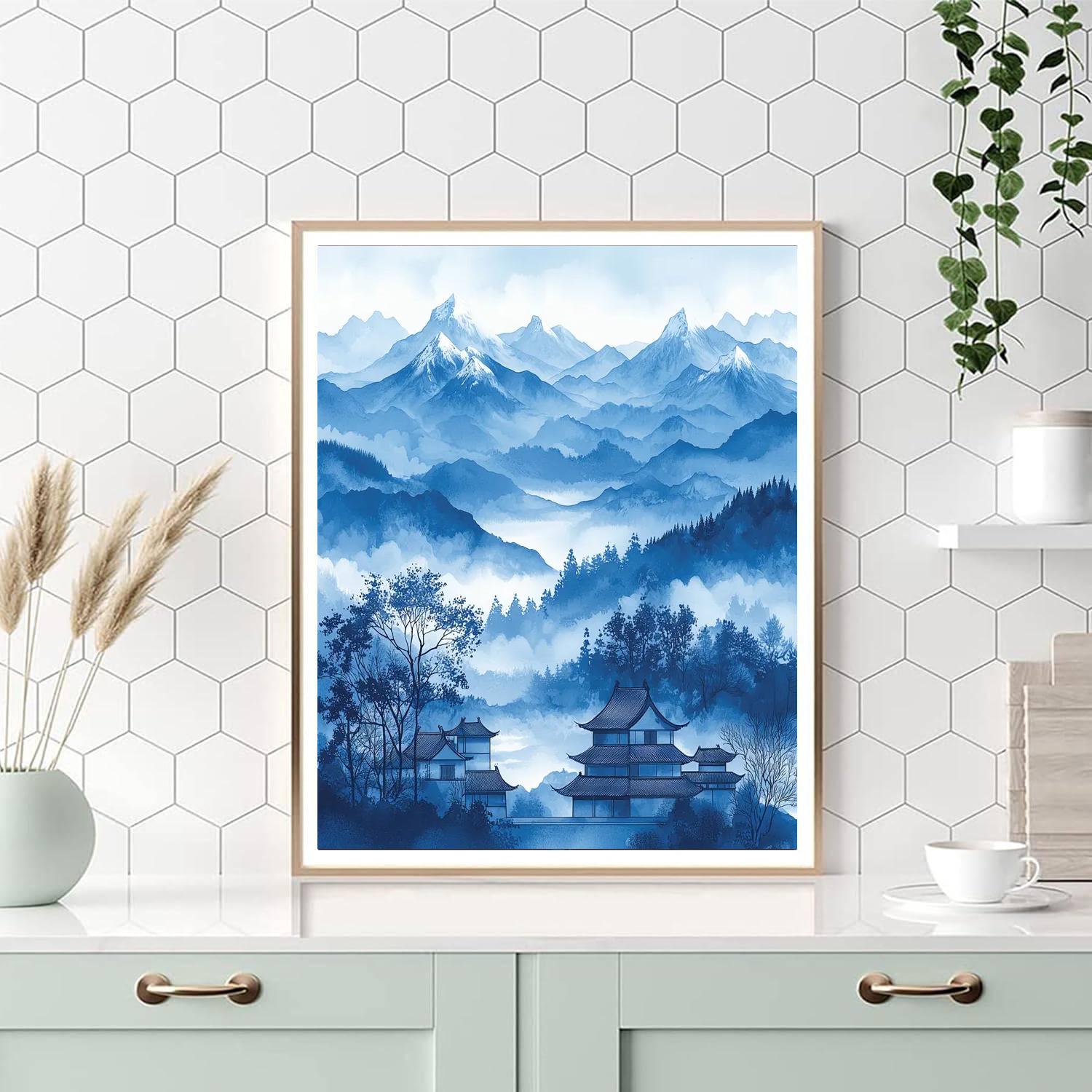 Utagawa Hiroshige Inspired Harmonic Echoes Of Snow-Capped Peaks  Painting By Numbers Kit