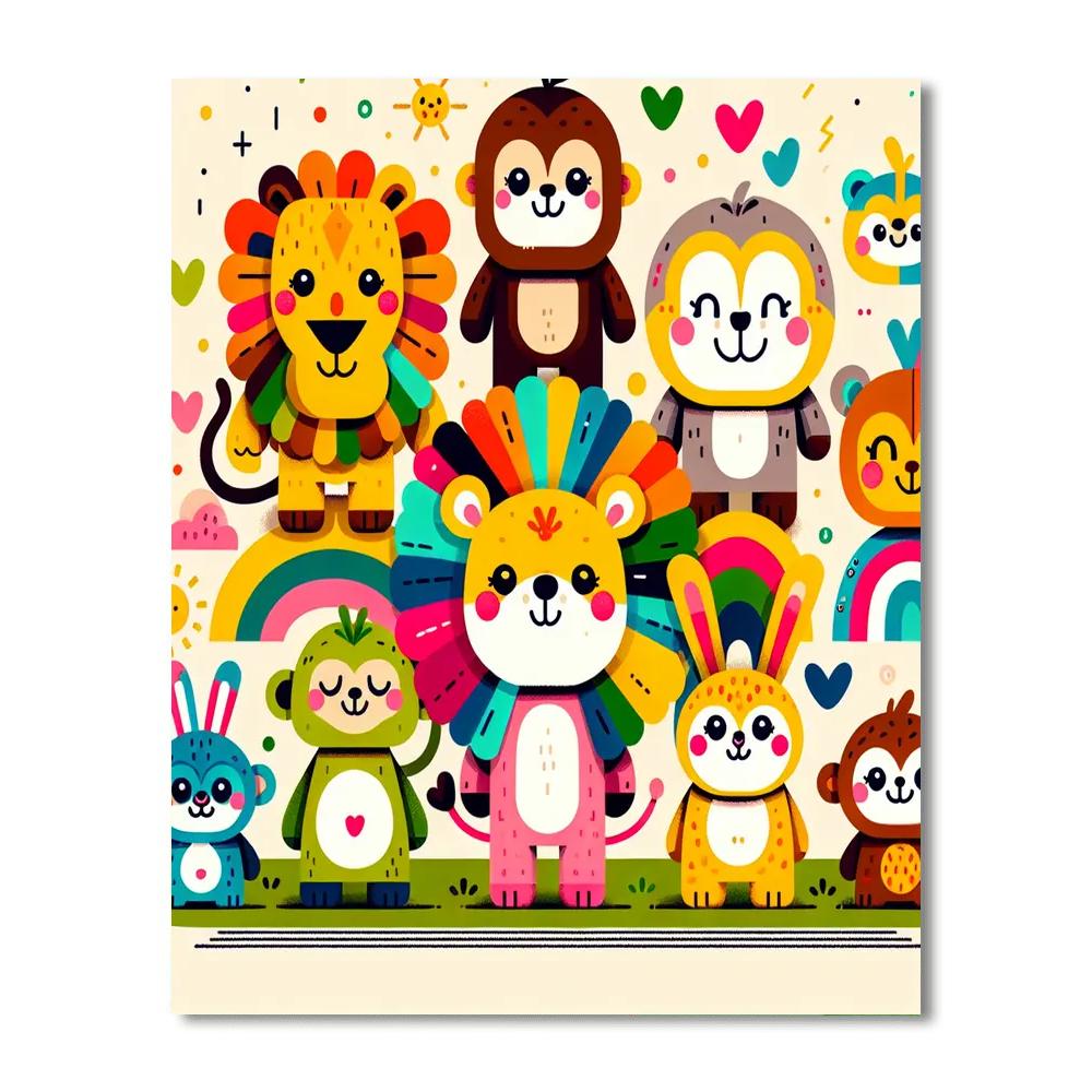 Rainbow Animal Friends Paint By Numbers Kits