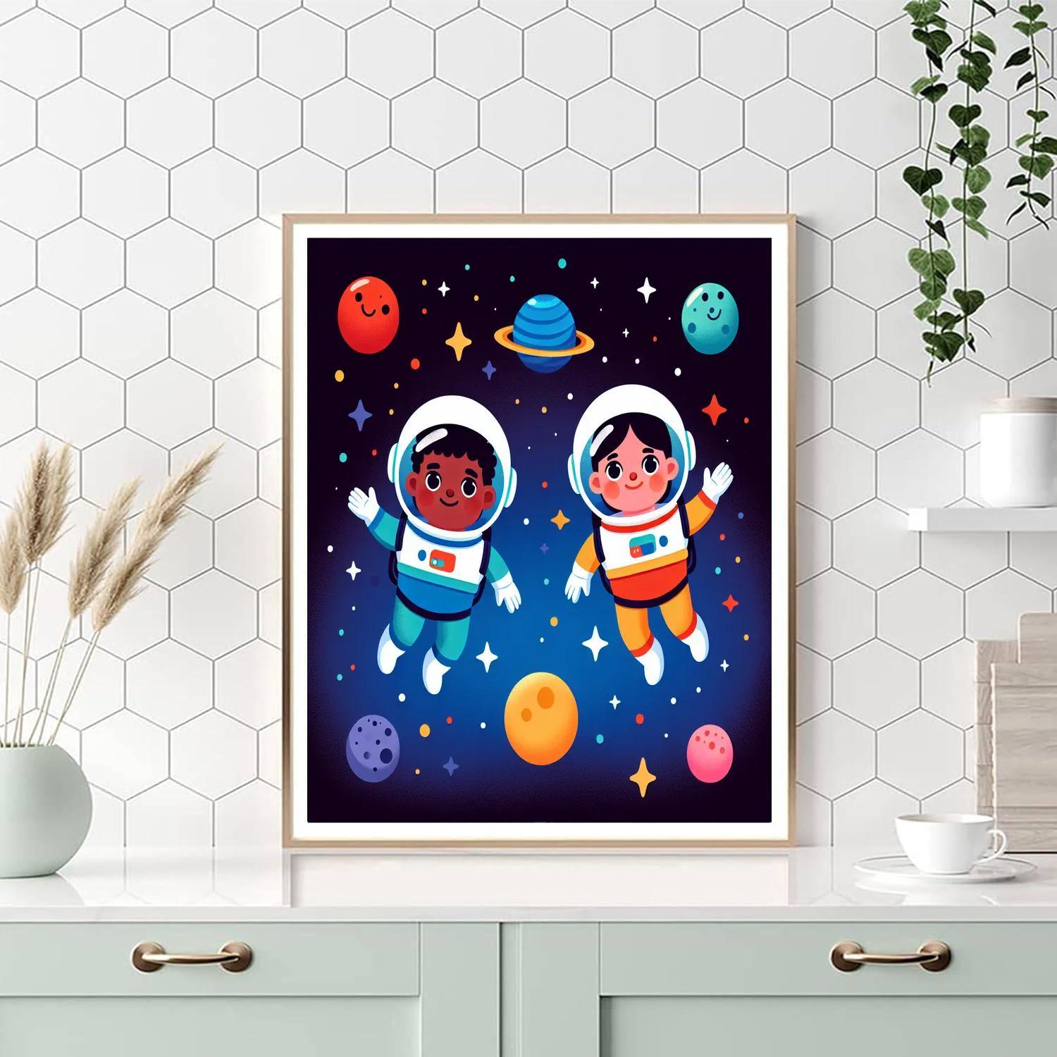 Space Adventure With Astronauts Painting By Numbers Kit