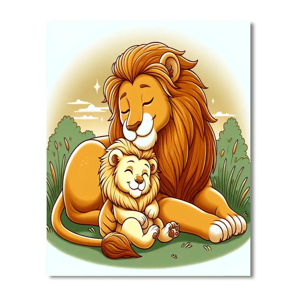 Loving Lion Cub Numbered Painting Kits