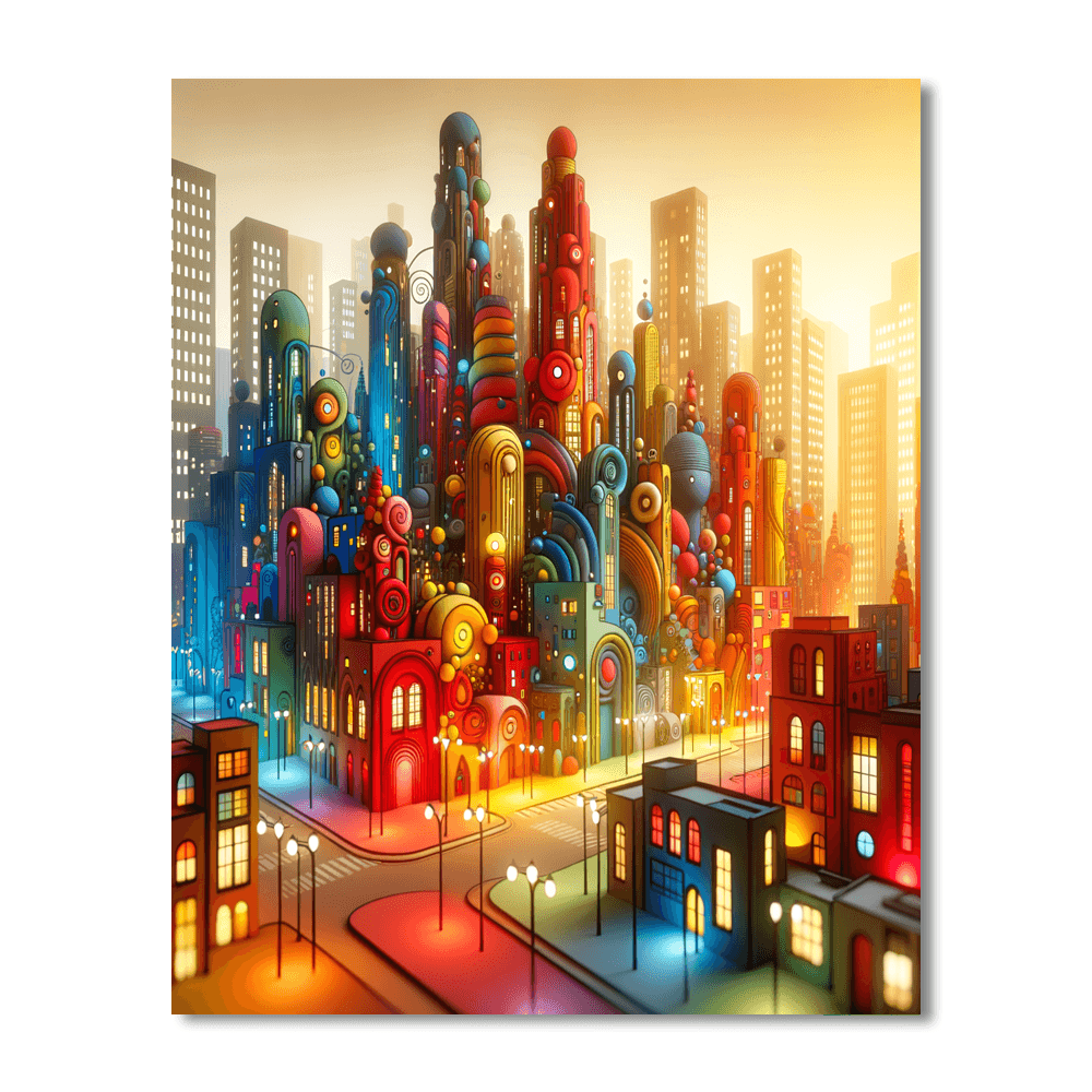 Whimsical City Skyline Paint By Number