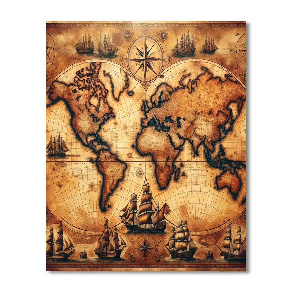 Historic World Map Adventure Paint By Color