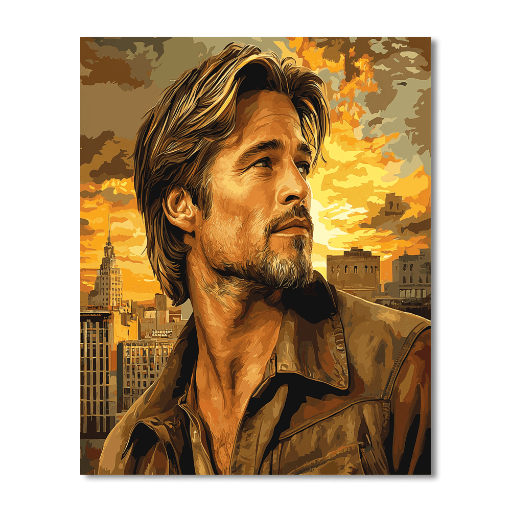 Brad Pitt: A Star's Charismatic Odyssey Painting By Numbers Kit