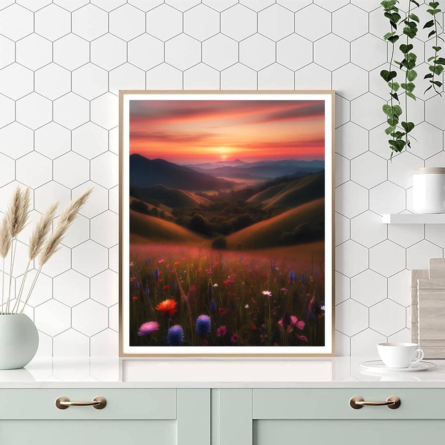 Peaceful Sunset Meadow Painting By Numbers Kit