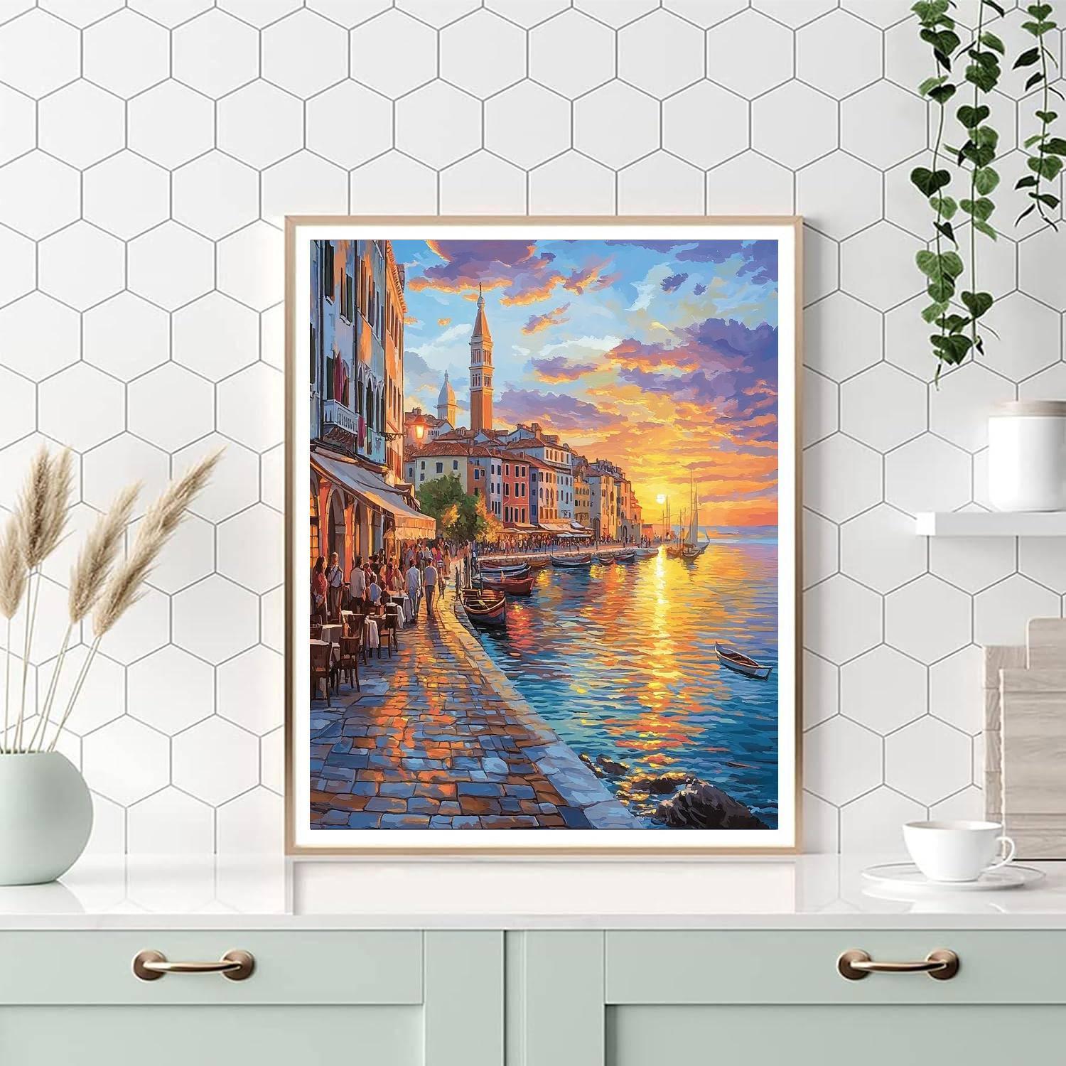 Piran Coastal Town Painting Number Kit