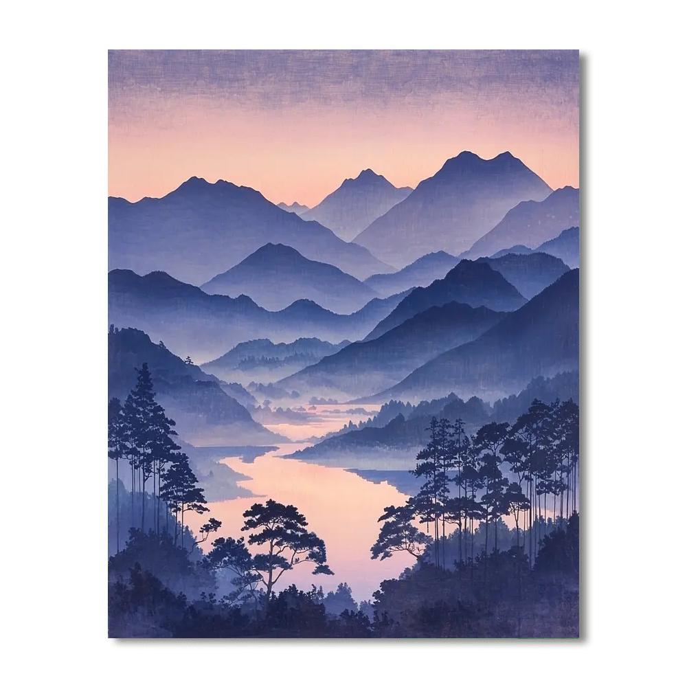 Utagawa Hiroshige Inspired Distant Mountains At Twilight  Painting By Numbers Kit