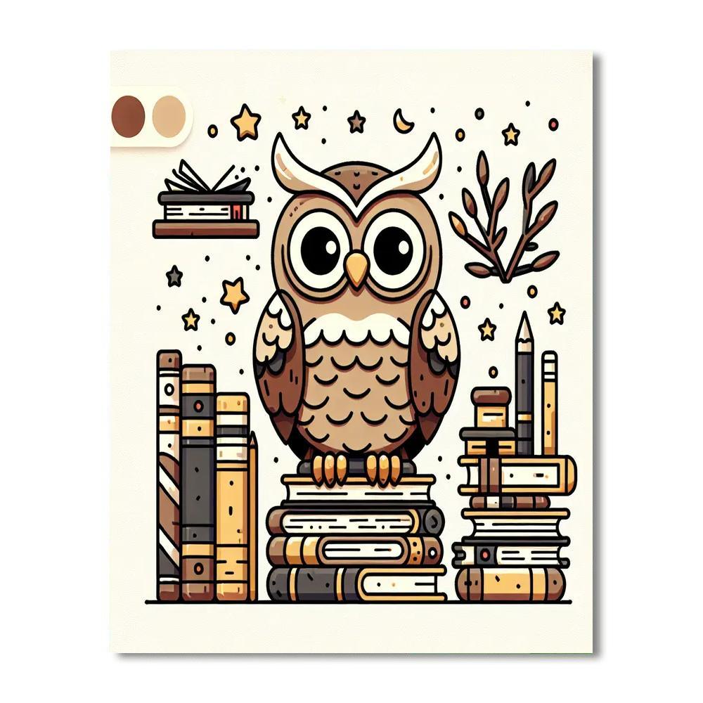 Wise Owl's Library Paint By Number
