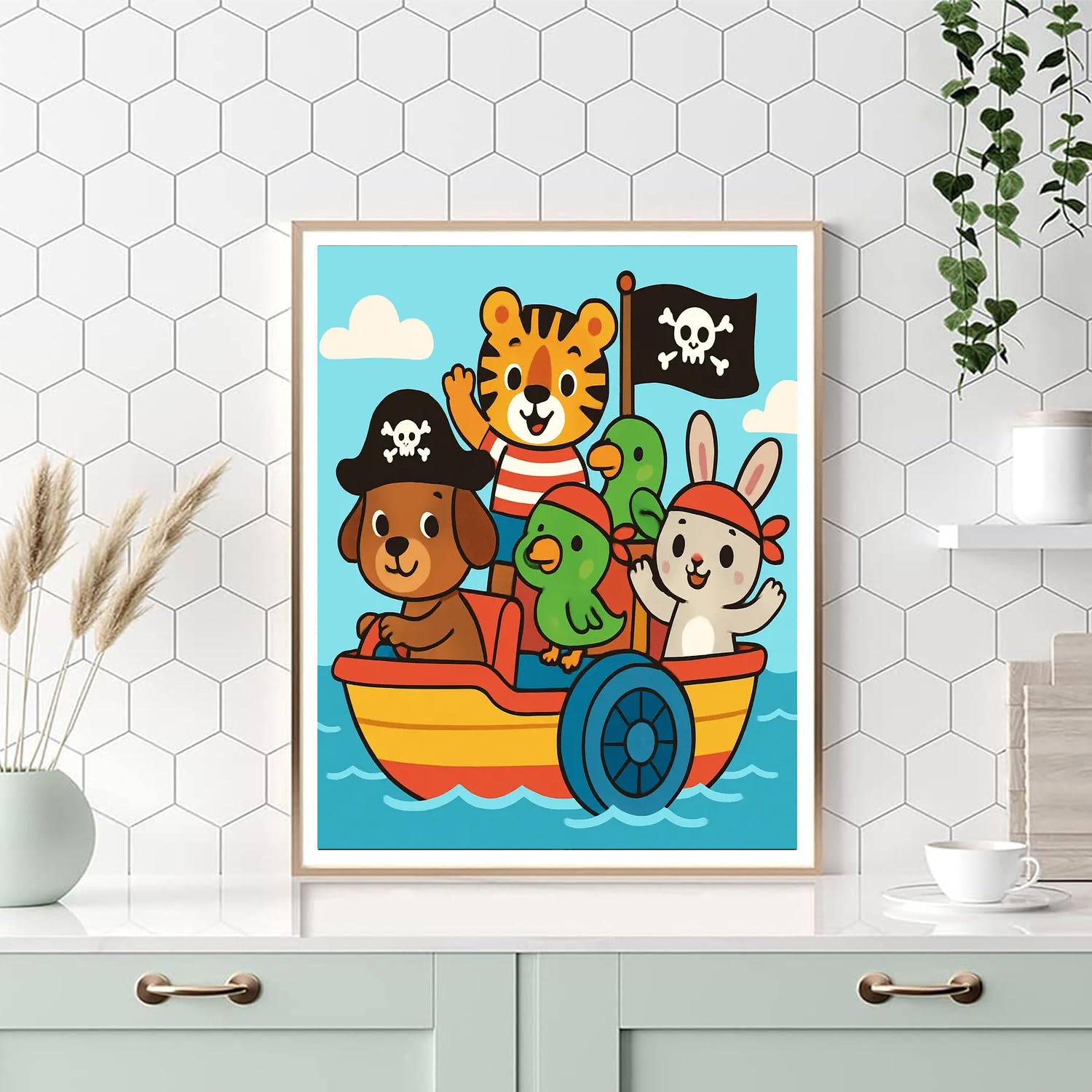 Paddle Boat Pirates Painting By Numbers Kit