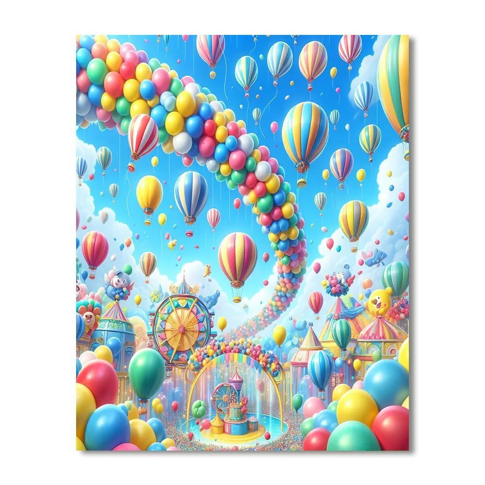 Colorful Festival Of Balloons Painting Number Kit