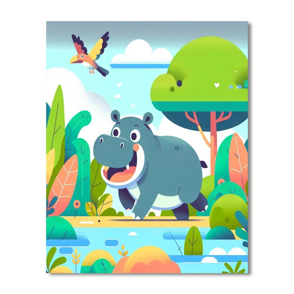 Happy Hippo's Day Out Paint By Numbers Kits