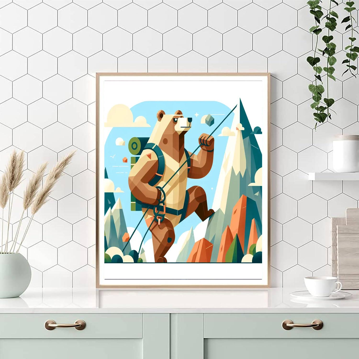 Mountain Climbing Bear Number Painting