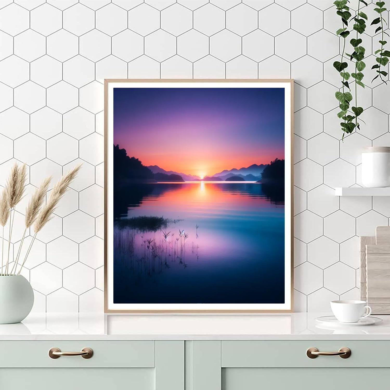 Peaceful Lakeside Dusk Paint By Numbers Art