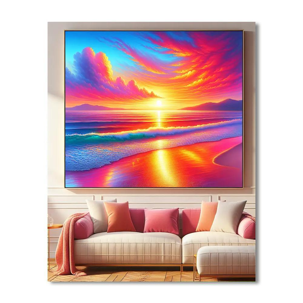 Glistening Beach Sunrise Paint By Color