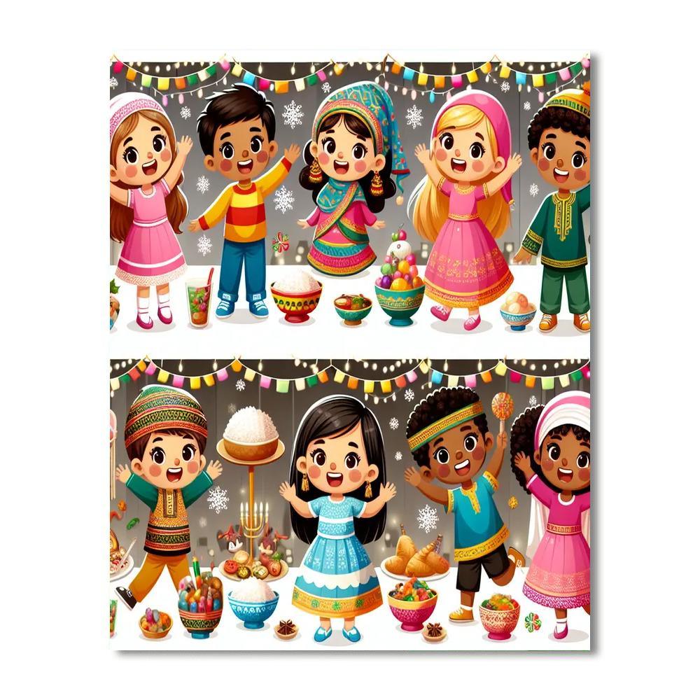 Cheerful Holiday Festival Number Painting