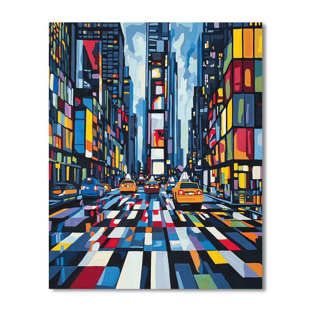 Piet Mondrian Inspired Abstract City Twilight  Paint By Numbers Kits