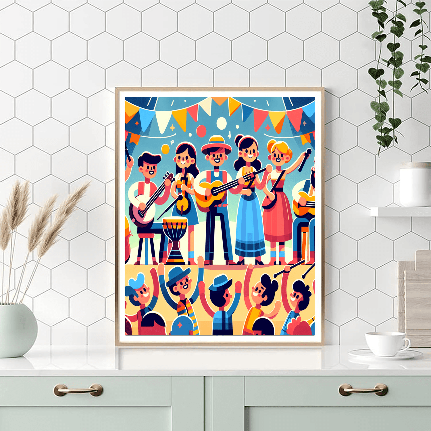 Vibrant Music Festival Number Painting
