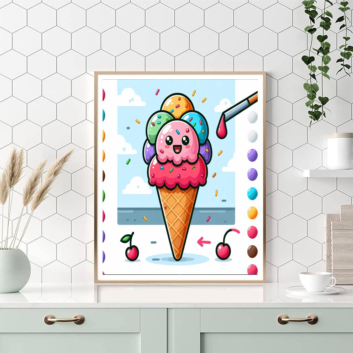 Sweet Ice Cream Cone Number Painting
